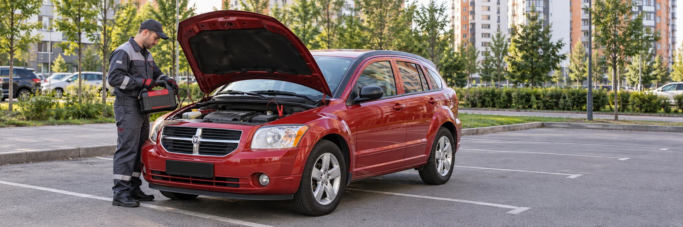 Техпомощь Dodge — автомобиль и мастер с пусковым устройством
