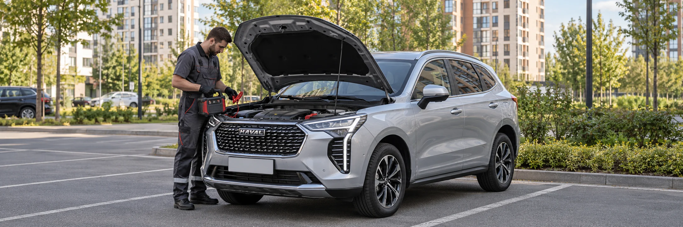 Техпомощь Haval — автомобиль и мастер с пусковым устройством