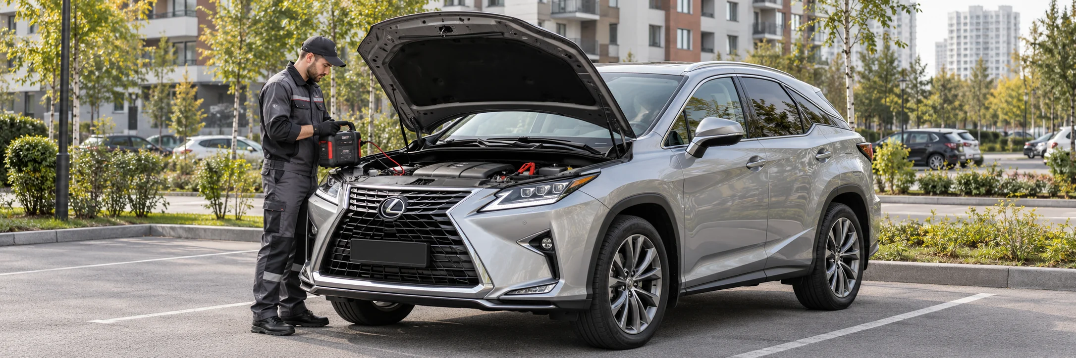 Техпомощь Lexus — автомобиль и мастер с пусковым устройством