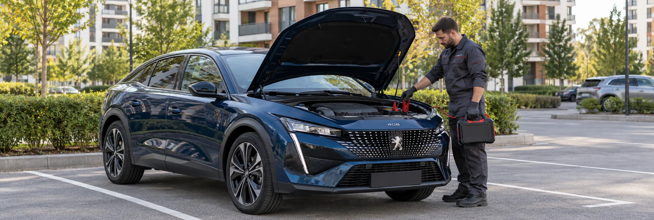 Техпомощь Peugeot — автомобиль и мастер с пусковым устройством